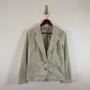 Vintage Y2K Faded Glory Cream Corduroy Blazer Jacket Women's Medium Retro